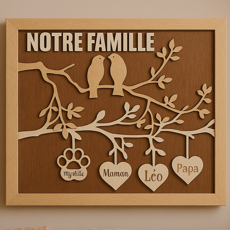 Cadre personnalisé "Notre Famille" en bois – Décoration unique et chaleureuse Cilou créations