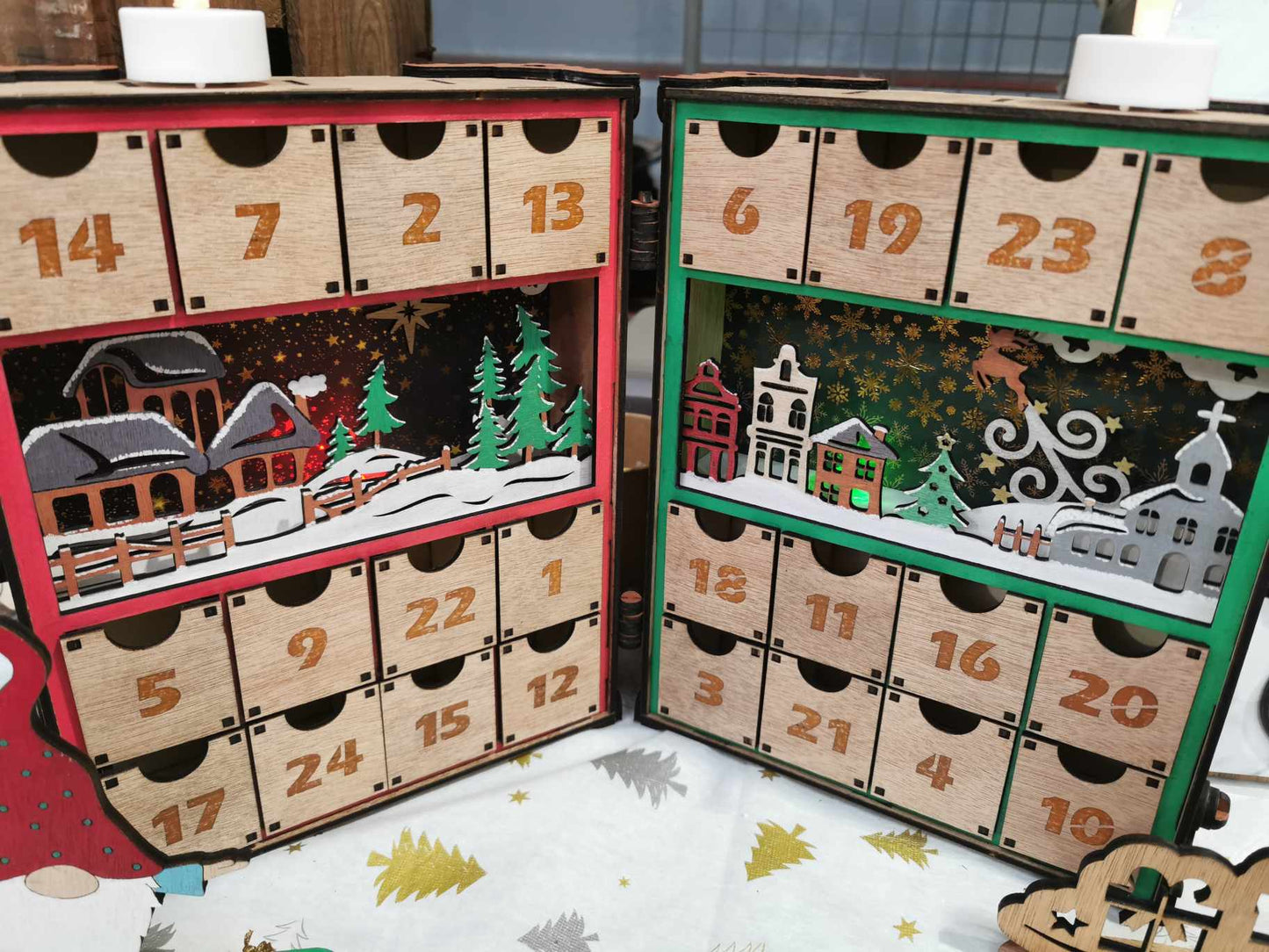 Calendrier de l'Avent en Bois – Édition Valise Peinte à la Main 🎄 Cilou créations