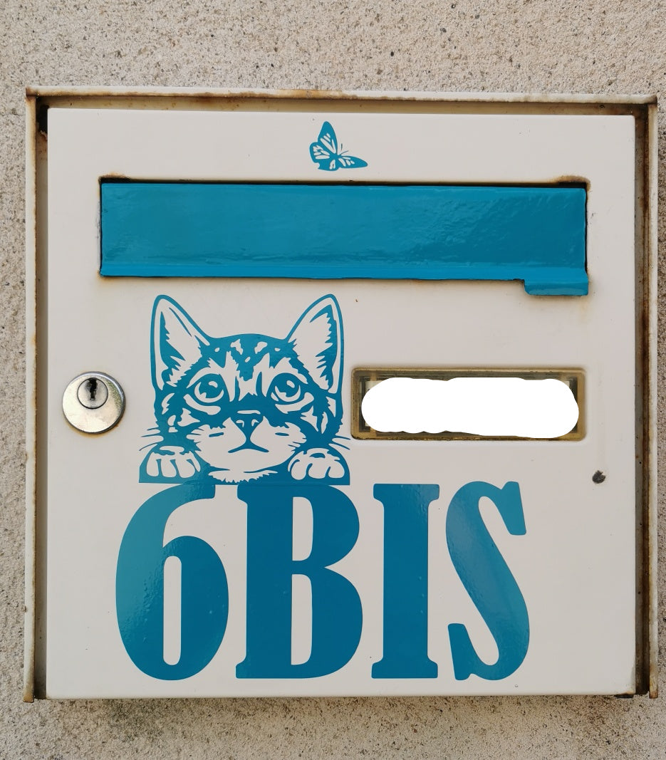 Sticker Personnalisable pour Boîte aux Lettres – Motif Chats & Papillons Cilou créations