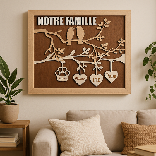 Cadre personnalisé "Notre Famille" en bois – Décoration unique et chaleureuse Cilou créations
