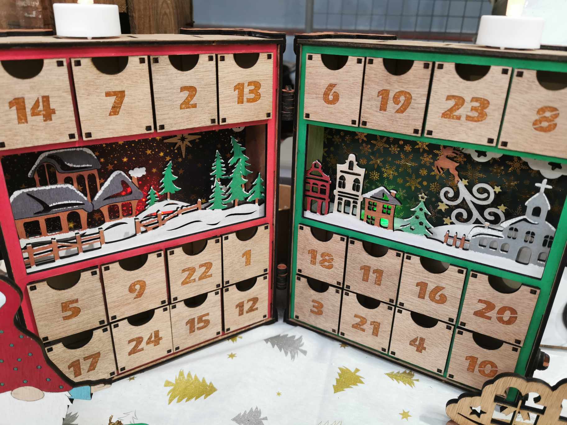 Calendrier de l'Avent en Bois – Édition Valise Peinte à la Main 🎄 Cilou créations