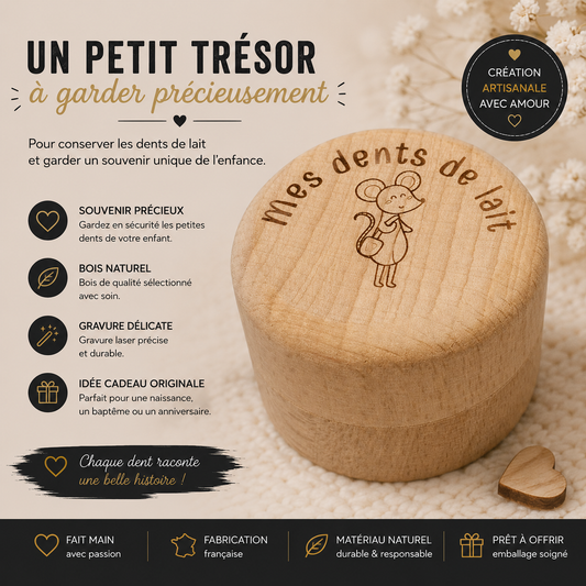 Boîte à Dents de Lait en Bois
