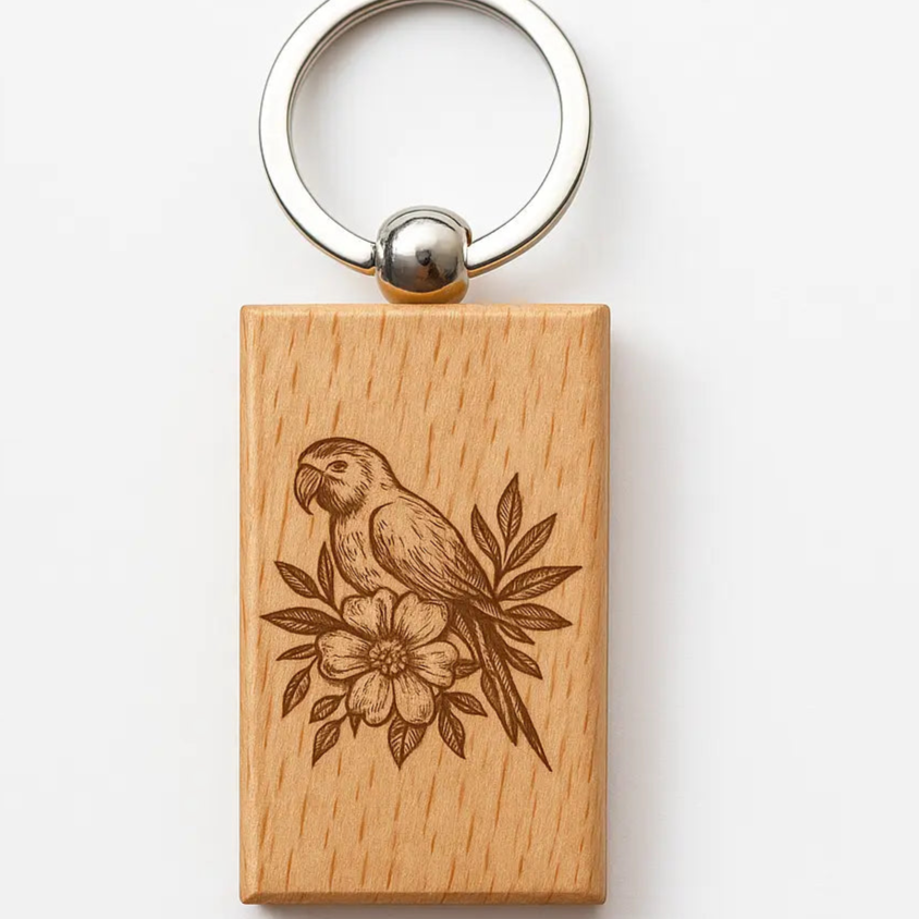 Porte-clé en bois gravé Cilou créations