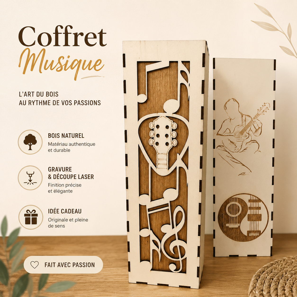 Coffret tiroir personnalisée thème musique