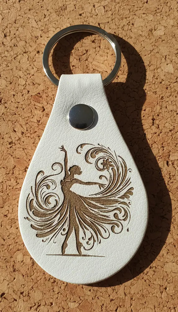 Porte clés simili cuir blanc Ma boutique