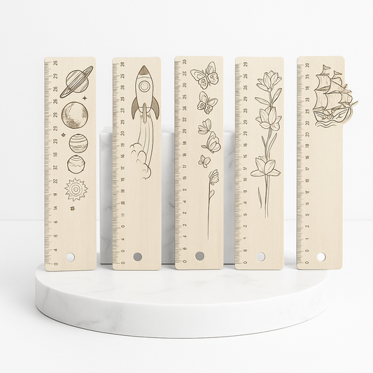 Règle en Bois de Balsa – Motifs Gravés & Prénom Personnalisable Cilou créations